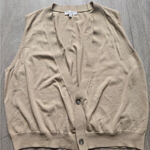 Madewell women’s beige v neck button down vest size xxl